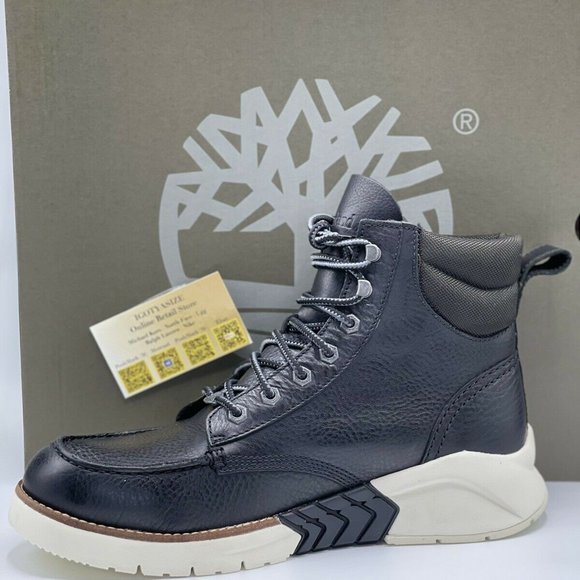 TIMBERLAND M.T.C.R MOC TOE BLACK LEATHER SNEAKER BOOTS [A27VE763] - Picture 4 of 12